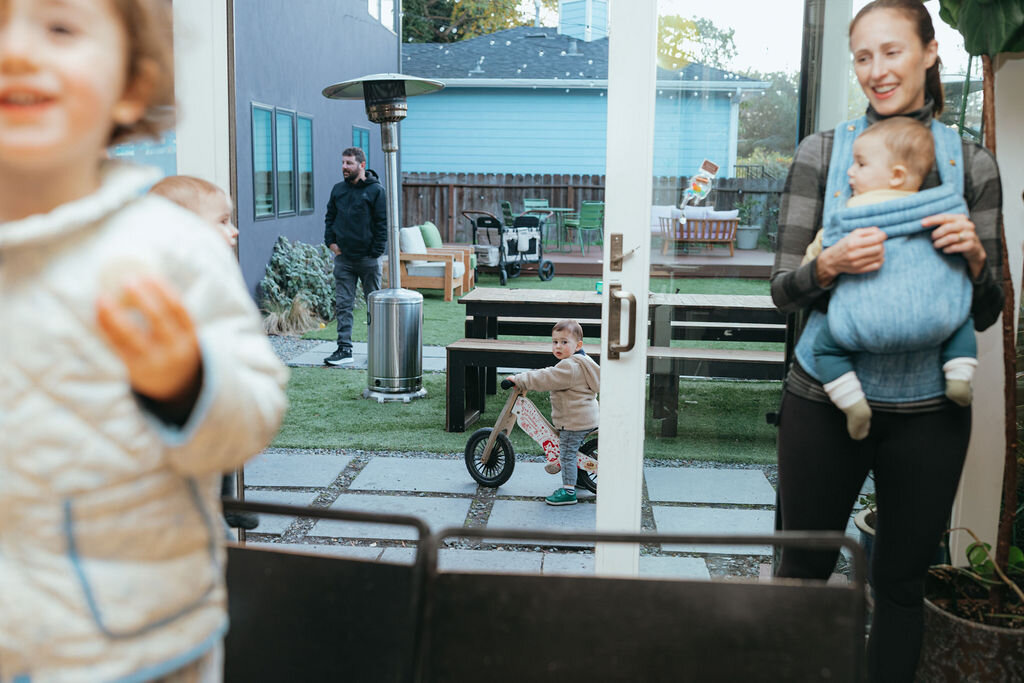 Kids playing with bubbles